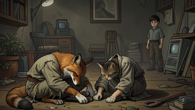 The Roadside Beggars from "Pinocchio". Fortune Reversed The Deceivers Reduced Pinocchio later meets the Fox and the Cat begging by the roadside.