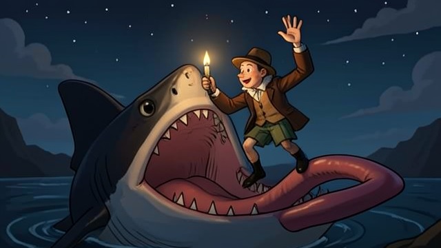 The Failed First Attempt from "Pinocchio". A Narrow Opening A Sleeping Creature Geppetto and Pinocchio reach the Great Shark’s mouth and see the night sky beyond it.
