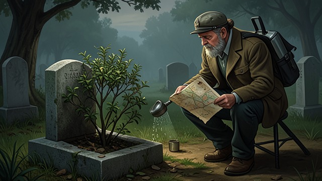 Watering the Grave from "Three Seconds". A Farewell Begins Finding the place After the siege and the confrontation with senior officials, Grens returns to Stockholm North Cemetery with the map he has…