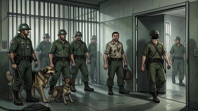 The Search Dogs from "Three Seconds". Enforcement as a Weapon A coordinated search Dogs and guards search cells after the prison orders a major inspection.
