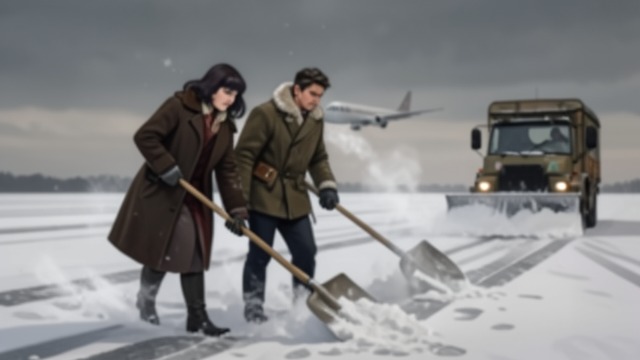 Clearing the Runway from "Station Eleven". Clearing the Runway Work becomes belief Elizabeth clears snow from a runway so rescuers can land.
