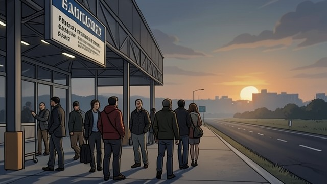 The Destination Is Set from "Station Eleven". The Destination Is Set A familiar procedure in new country The Symphony identifies the Civilization Museum at Severn City Airport as its destination.