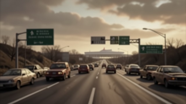 The Airport Ahead from "Station Eleven". The Airport Ahead Signs of mass flight The pair follows the airport direction through traffic stranded at the end of the old world.