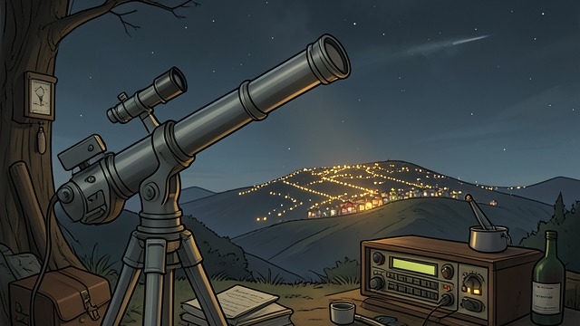 Lights Across the Horizon from "Station Eleven". Lights Across the Horizon A settlement discovered Kirsten looks through a telescope and sees a distant community illuminated by electricity.