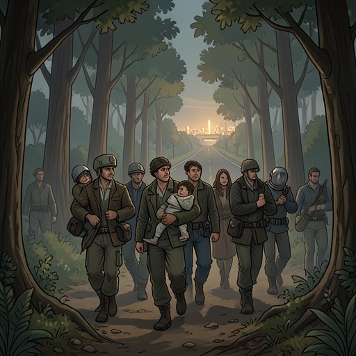 Charlie and Jeremy’s Journey from "Station Eleven". Charlie and Jeremy leave an increasingly dangerous town and eventually reach the airport, carrying their child and the promise of reunion.