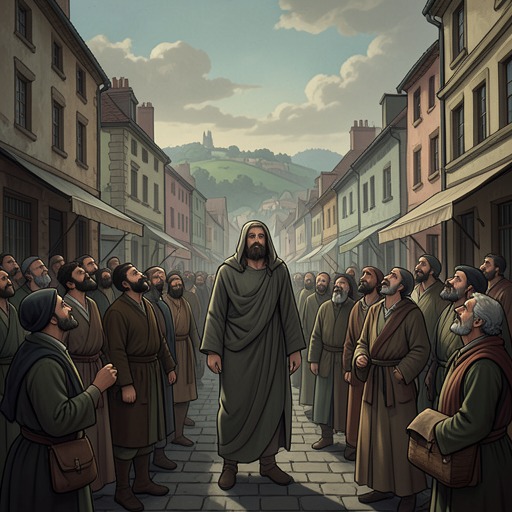 The Prophet’s Hold on St. Deborah from "Station Eleven". St. Deborah changes from a settled town into a controlled community where the Prophet’s spiritual language governs movement and belonging.