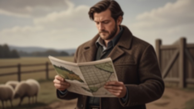The Maps of Hereafter from "Harvest". The Maps of Hereafter Two landscapes drawn Philip Earle shows Walter Thirsk a map of the existing estate and one of its planned sheep fields.