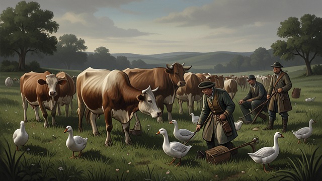 Animals in the Commons from "Harvest". Animals in the Commons Shared livelihood Cattle, geese, pigs, and birds participate in the village’s seasonal economy.