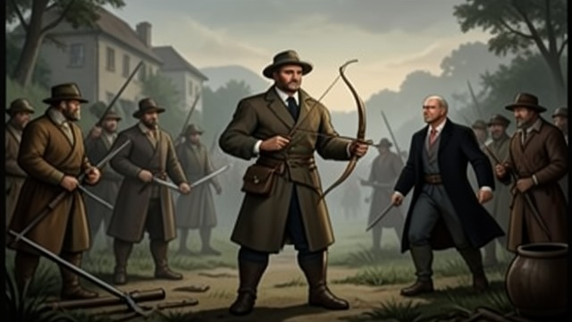 Defending the Den from "Harvest". Defending the Den An armed response Young Beldam appears with a bow when villagers attack the family shelter.