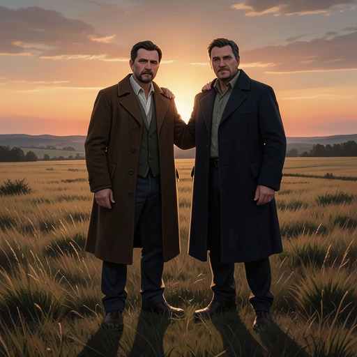 Walter Thirsk and Philip Earle from "Harvest". This flow traces a working alliance that becomes a friendship and ends in Walter Thirsk’s unresolved grief over Philip Earle’s murder.