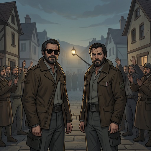 Walter Thirsk and John Carr from "Harvest". This flow traces a neighborly friendship strained by secrecy, suspicion, and the collapse of their shared community.
