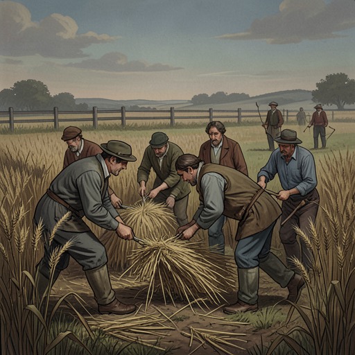 Gleaning and the Measure of Plenty from "Harvest". This flow explores the harvest ritual as a promise of shared survival that becomes fragile under enclosure and displacement.