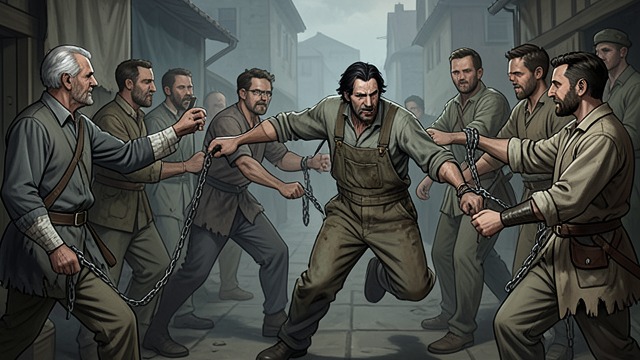 The Galley Slaves Freed from "Don Quixote". The Galley Slaves Freed A choice against law Don Quixote interprets the chained prisoners as people being forced against their will and attacks their guards.