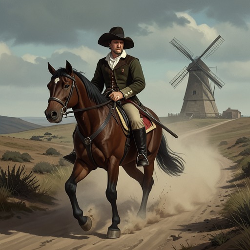 The Knight Errant Takes the Road from "Don Quixote". This thread follows Don Quixote from his book-fed reinvention through escalating adventures to his return home and recovery.