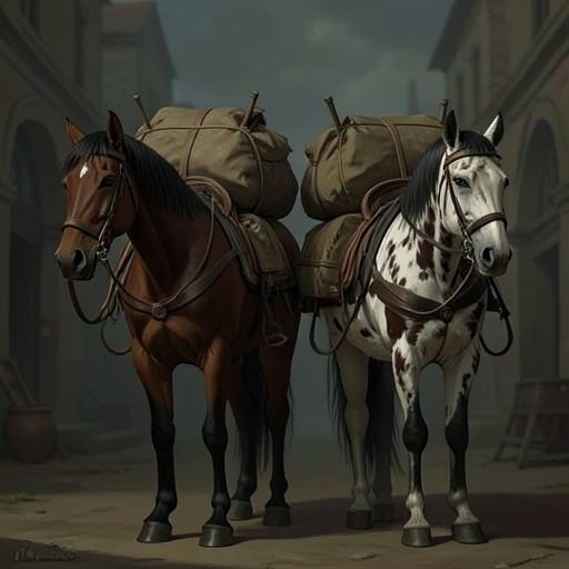 Rocinante and Dapple from "Don Quixote". This thread traces the two animals as constant companions whose practical needs anchor their masters’ wandering adventures.