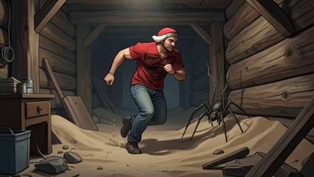 The First Chase from "The Shrinking Man". The First Chase A predator in the cellar The black widow pursues Scott across the cellar's sand and household debris.