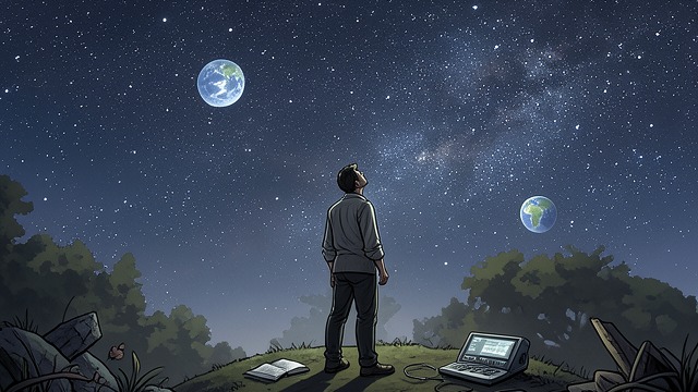 The Stars Beyond from "The Shrinking Man". The Stars Beyond A larger frame Scott looks at the stars and feels connected to a universe in which the Earth itself is small.