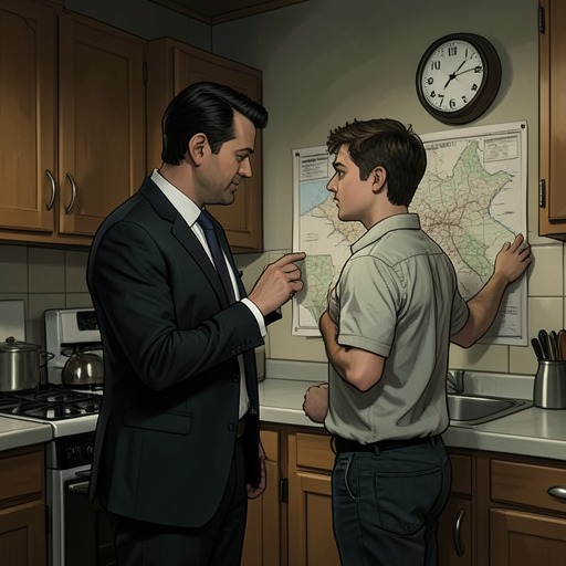 Marty and Scott's Family Duty from "The Shrinking Man". This flow traces Marty's support for his brother and the painful limits placed on that support by employment, money, and the family's eventual departure.