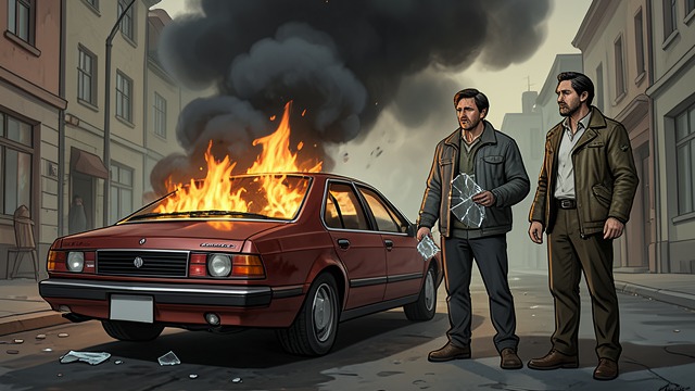 The Burning GTI from "Cherry". A Friend in the Smoke A small disaster James Lightfoot accompanies the narrator to the bank in his newly purchased, battered GTI.