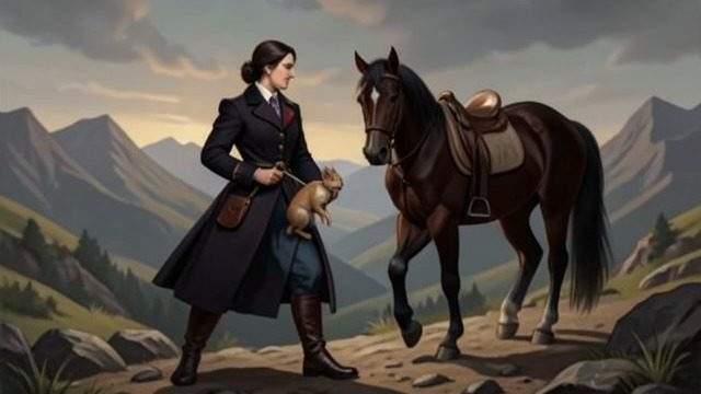 The Journey’s First Companion from "Mulan". Leaving Together A familiar mount Mulan prepares Black Wind for a journey into unknown country and carries the Rabbit in a sling.