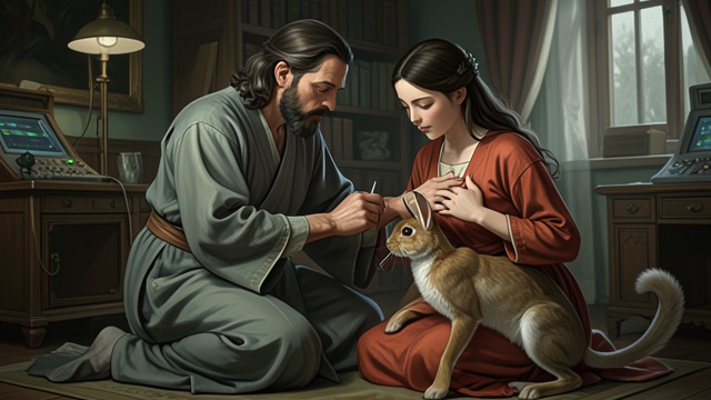 A Healer’s Strange Arrival from "Mulan". The Unfamiliar Benefactor Help arrives unexpectedly The Rabbit appears in elaborate clothing as a healer and agrees to treat Xiu without asking for payment.