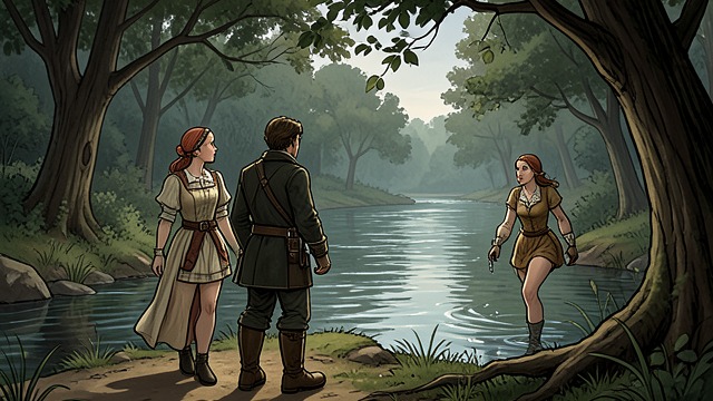 The River Encounter from "The Dry". The River Encounter Intimacy interrupted Gretchen and Luke are together near the river when Ellie appears.