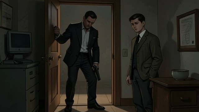 The Father’s Suspicion from "The Dry". The Father’s Suspicion A painful question Erik Falk asks his son directly whether he had anything to do with Ellie’s death.