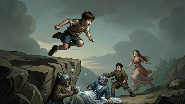 The Cliff Prank from "The Dry". The Cliff Prank A false fall Luke pretends to go over the lookout cliff, leaving Gretchen and Falk terrified while Ellie recognizes the deception.