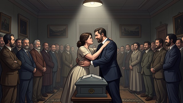 A Reunion at the Funeral from "The Dry". A Reunion at the Funeral Familiar warmth Gretchen Schoner embraces Falk and welcomes him into the crowded wake.