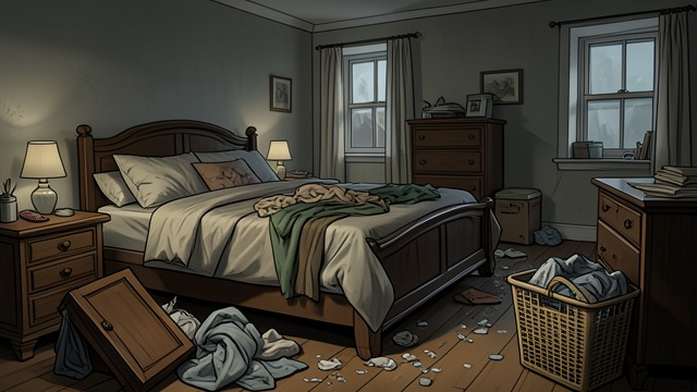 The Farmhouse Search from "The Dry". The Farmhouse Search Billy’s room disturbed The overturned belongings and displaced laundry basket suggest someone searched for Billy rather than moving…