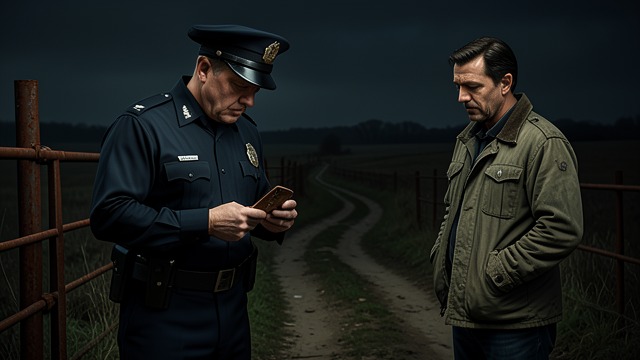 First Contact at the Farm from "The Dry". First Contact at the Farm A cautious meeting Raco checks Falk’s identification and clarifies that Falk has no official role in the case.