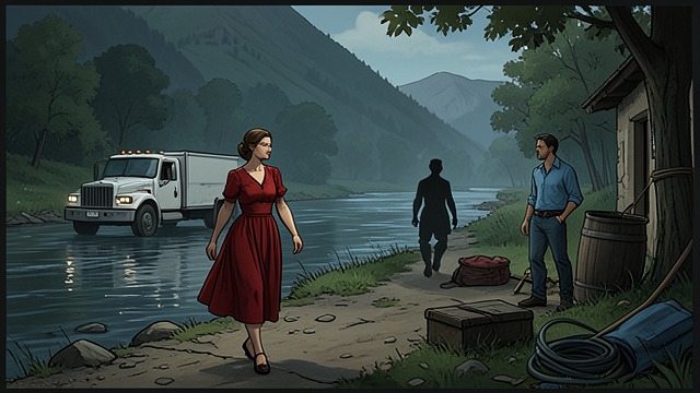 A White Truck Followed from "The Dry". A White Truck Followed Gretchen’s pursuit After Luke leaves her, Gretchen follows him in a white farm truck.