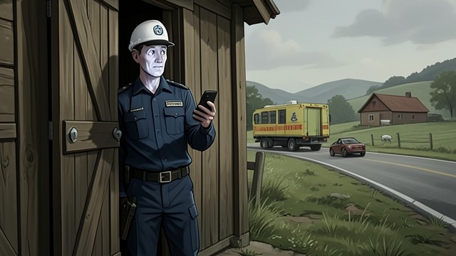 The Courier’s Discovery from "The Dry". The Courier’s Discovery A stranger arrives A delivery driver reaches Hadler Farm and finds Karen at the open doorway.