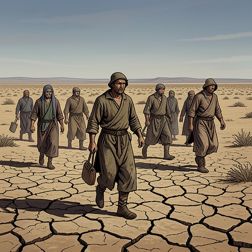 Drought, Blame, and Community from "The Dry". This thread traces how shared hardship fosters both mutual dependence and a willingness to excuse or punish others.