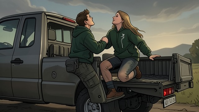 A Hand Offered for Balance from "Dumplin'". A Hand Offered for Balance Practical assistance becomes intimacy Bo helps Willowdean climb into the bed of his truck and she pretends to need his hand.