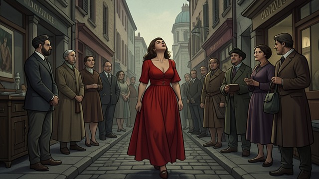 A Street in the Red Dress from "Dumplin'". A Street in the Red Dress Returning to the town’s gaze Willowdean walks the streets in her red dress after being publicly visible at the pageant.