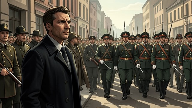 A Performance of Power from "Munich". Hitler on the Balcony A Staged Appearance Hartmann watches Hitler acknowledge a thin crowd from the Chancellery balcony.
