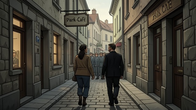 Legat Follows from "Munich". An Old Path Repeated The Secret Pursuit Legat follows Hartmann through the Nazi district and into Park-Café.
