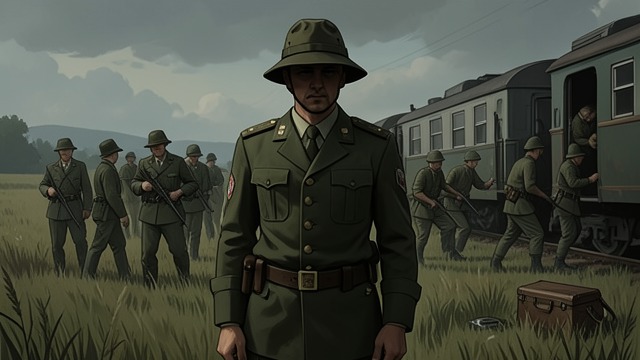 The Men Leave from "A Woman of Substance". The Men Leave Duty and Recruitment Edwin enlists despite his marriage, and later Joe Lowther and Blackie O’Neill leave for France.