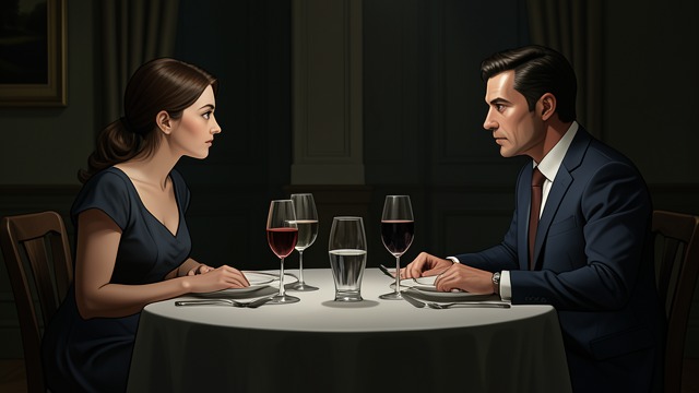 An Observant Stranger from "The Forgiven". Watching Jo Tom Day notices Jo at dinner after the accident and studies her response to the room.