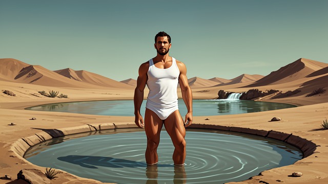 Water as Longing from "The Forgiven". Cold Water in Heat Water appears as relief in a region where heat, sand, and scarcity shape daily experience.