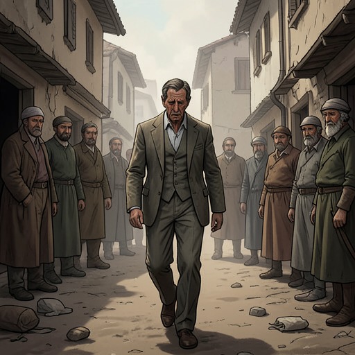 Abdellah’s Grief and Judgment from "The Forgiven". This flow follows Abdellah from bereaved arrival through inquiry and restraint as he decides how to respond to the man who killed his son.
