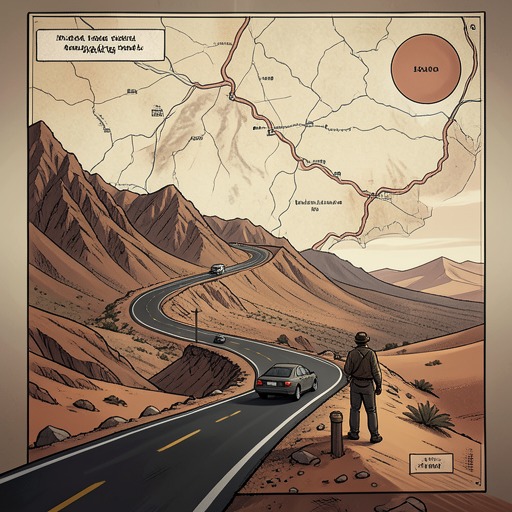 From Azna to the Final Road from "The Forgiven". This flow follows the narrative’s changing geography, showing how the route from northern Morocco to the deep desert and back becomes a route through competing…
