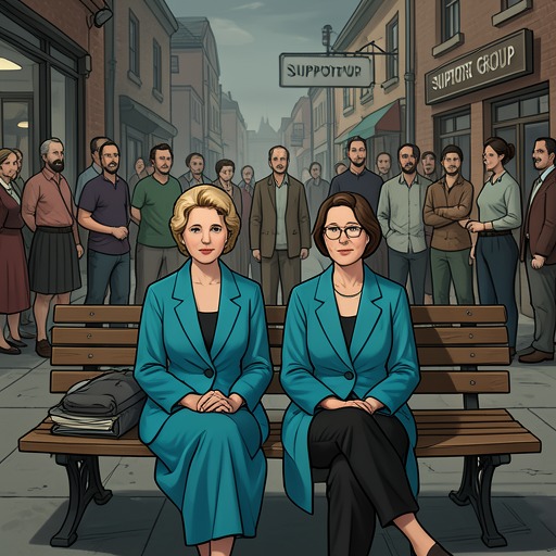 The Recovery Allies from "Dopesick". This thread follows Jamie Waldrop and Drenna Banks from a shared bereavement through mutual support and the creation of a local path toward treatment.