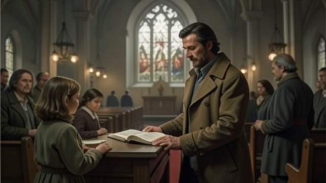The Return to Church from "Heidi". Reconciliation Begins Public action Alm-Uncle attends church and visits The pastor to apologize and ask for a place in Dorfli during winter.