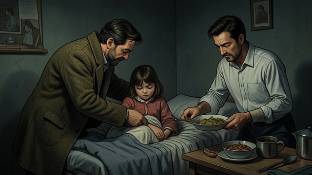 A Home Made Together from "Heidi". Care Becomes Habit Shared domestic work Alm-Uncle helps prepare Heidi’s bed, makes supper, washes her, and fashions a stool she can use.