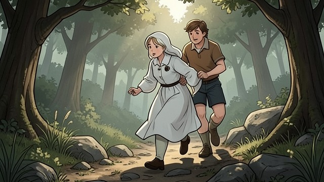 First Steps from "Heidi". Clara Walks Trying her strength Heidi and Peter help Clara rise. With support, she places one foot down and discovers that each step becomes easier.