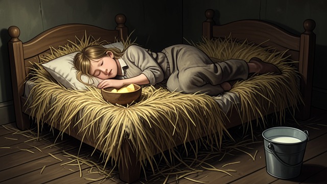 The Mountain Household from "Heidi". Home Made of Attention Simple comforts Heidi sleeps in hay, eats toasted cheese, and shares milk with Alm-Uncle.