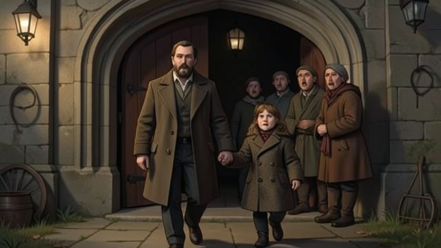 The Church Door from "Heidi". A Visible Reversal An unexpected sight Villagers notice Alm-Uncle enter church with Heidi. His presence overturns an expectation that he will never return.