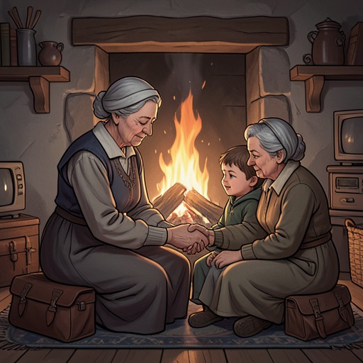 Heidi and the Blind Grandmother from "Heidi". This thread traces Heidi’s affectionate visits and the grandmother’s growing trust that she will not be abandoned again.